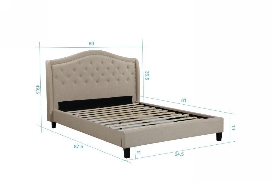Prague – Upholstered Platform Bed, Beige image 3