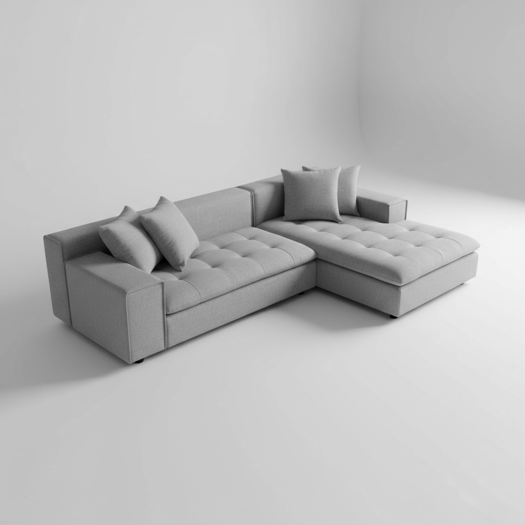 Sydney Sectional Couch/Sofa with Left or Right Chaise - Light Grey