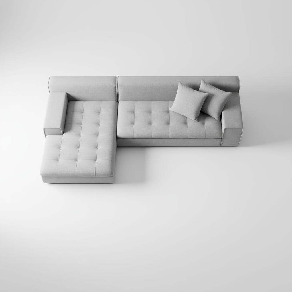 Sydney Sectional Couch/Sofa with Left or Right Chaise - Light Grey