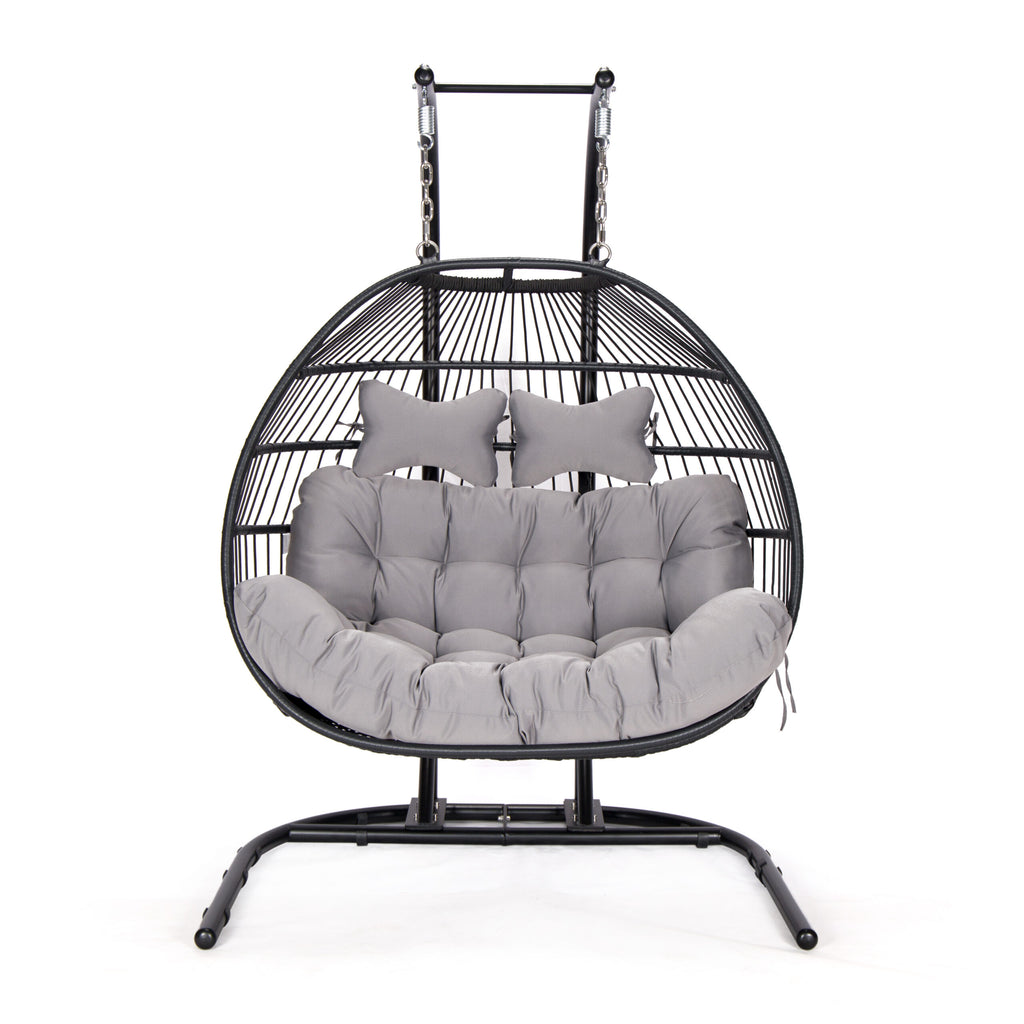 Double folding swing with dark grey cushion image 0