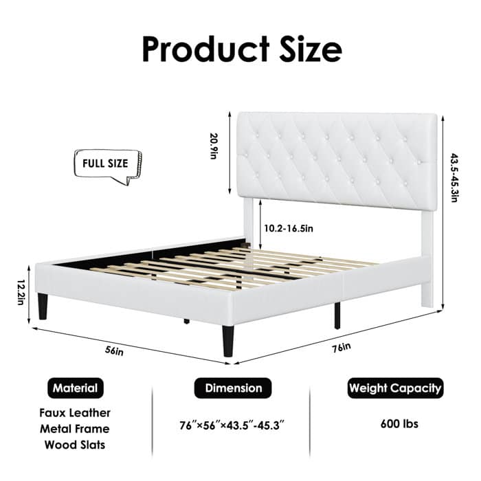 Paris - White Leather Bed Frame image 3