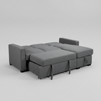 Sofá seccional Waza gris claro con chaise longue reversible y cama plegable 