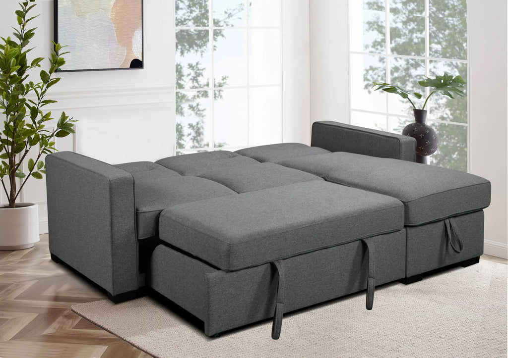 Waza Light Grey Sectional Sofa with Reversible Chaise and Pullout Bed image 2