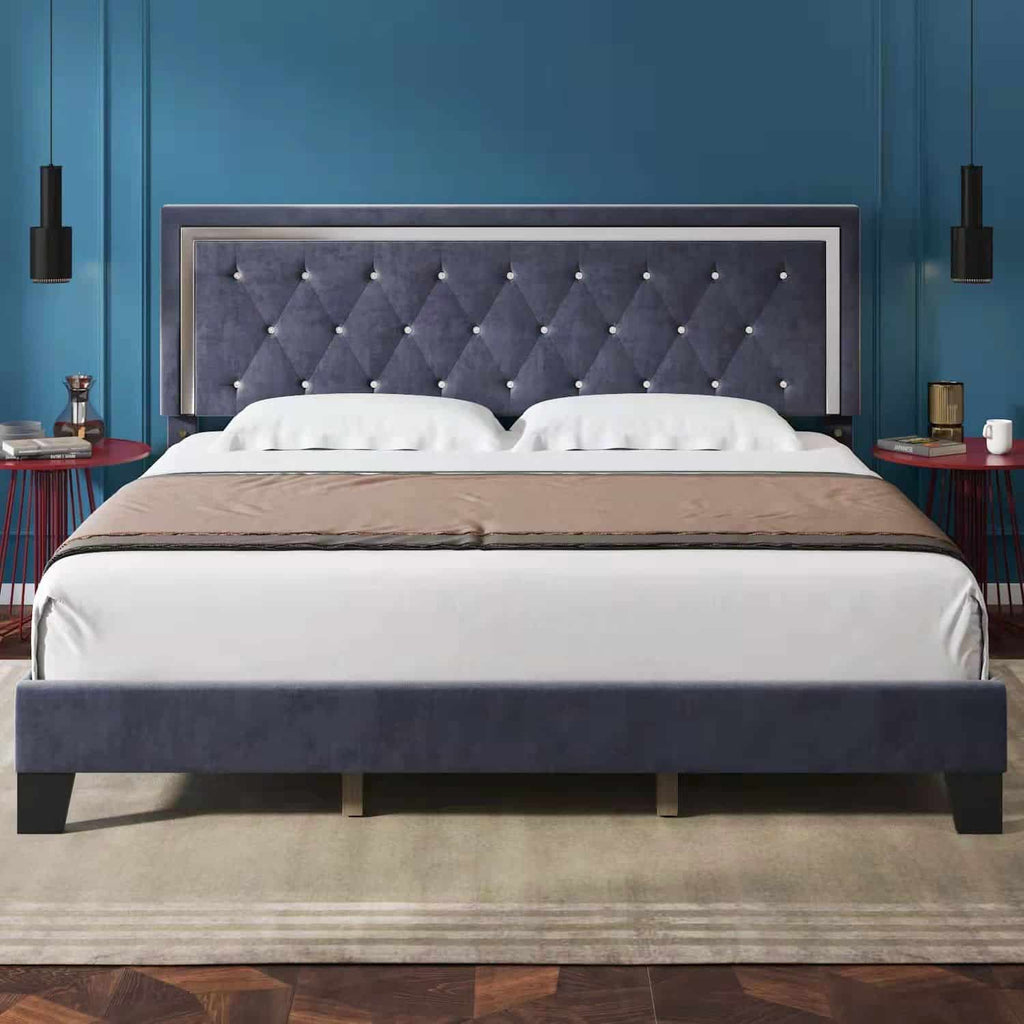 Nairobi - Grey Velvet Fabric Bed Frame image 0