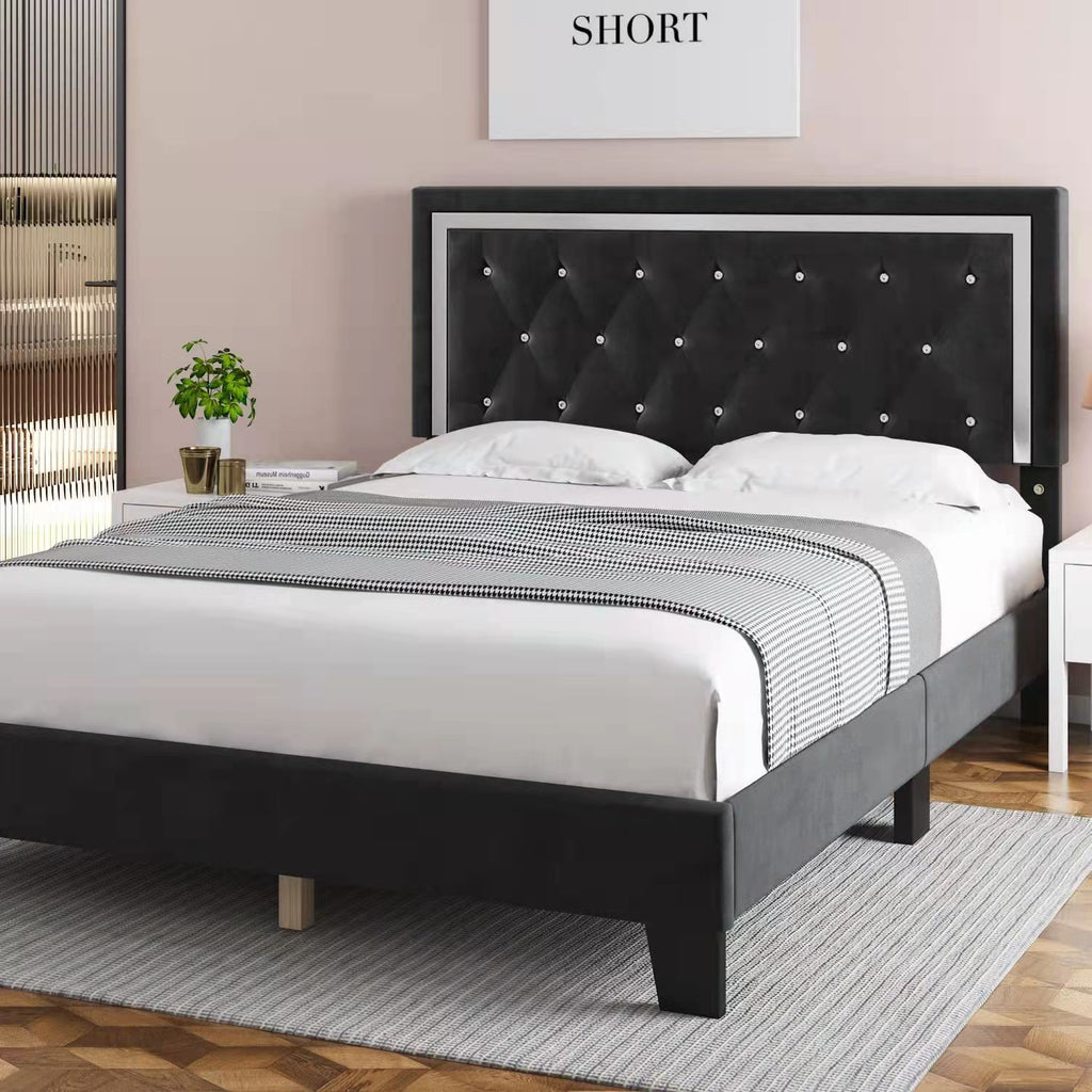Nairobi - Black Velvet Fabric Bed Frame image 3