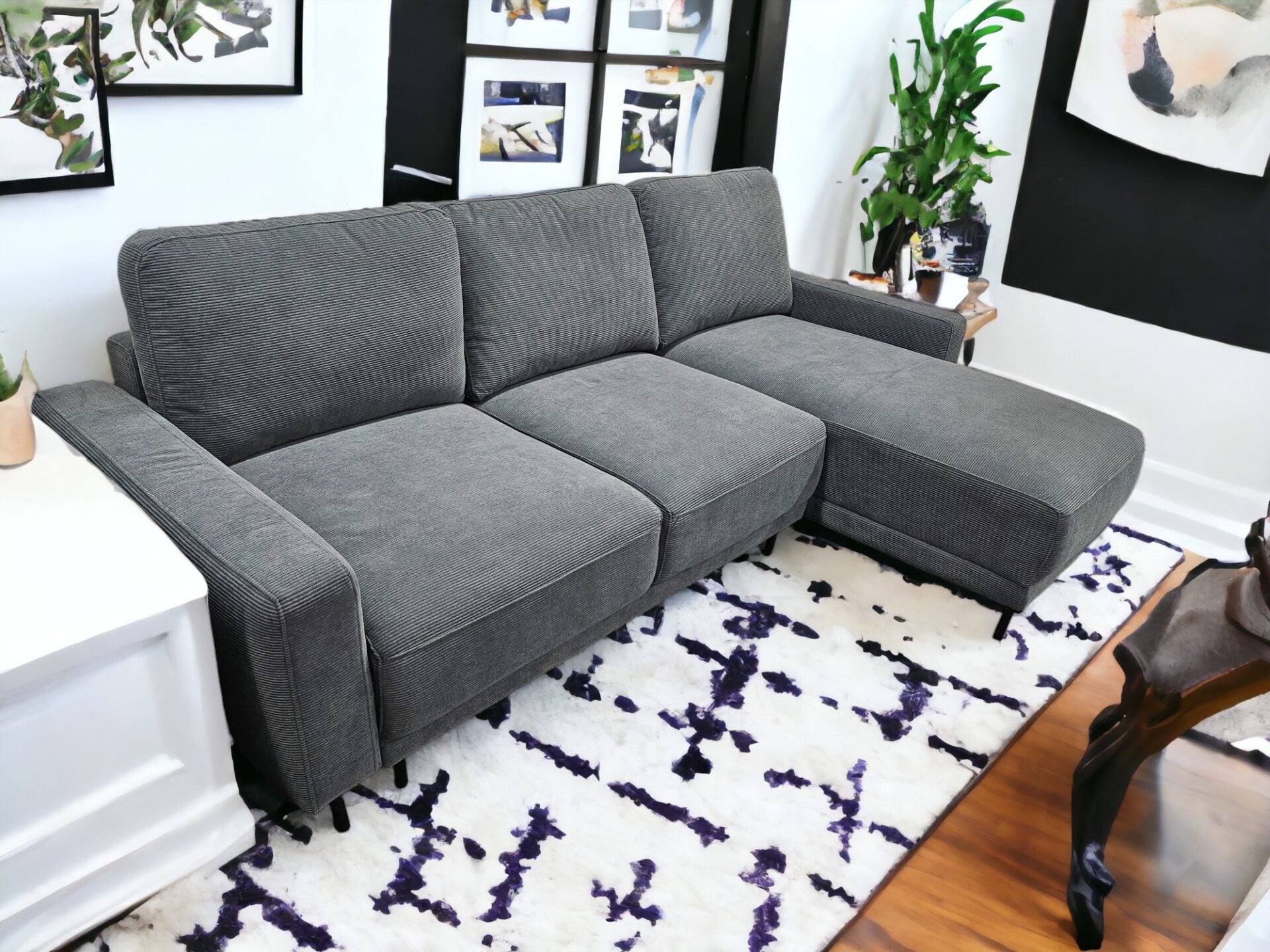 Naoh Sectional Sofa Reversible chaise - Dark Grey image 1