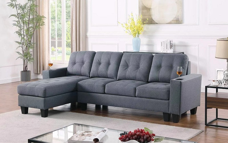Zara Sectional Sofa with Cupholders – Grey image 0
