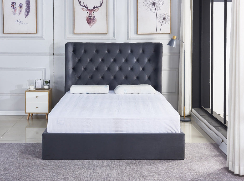 Pluto king bedframe -hydrallic storage bed - velvet grey image 3