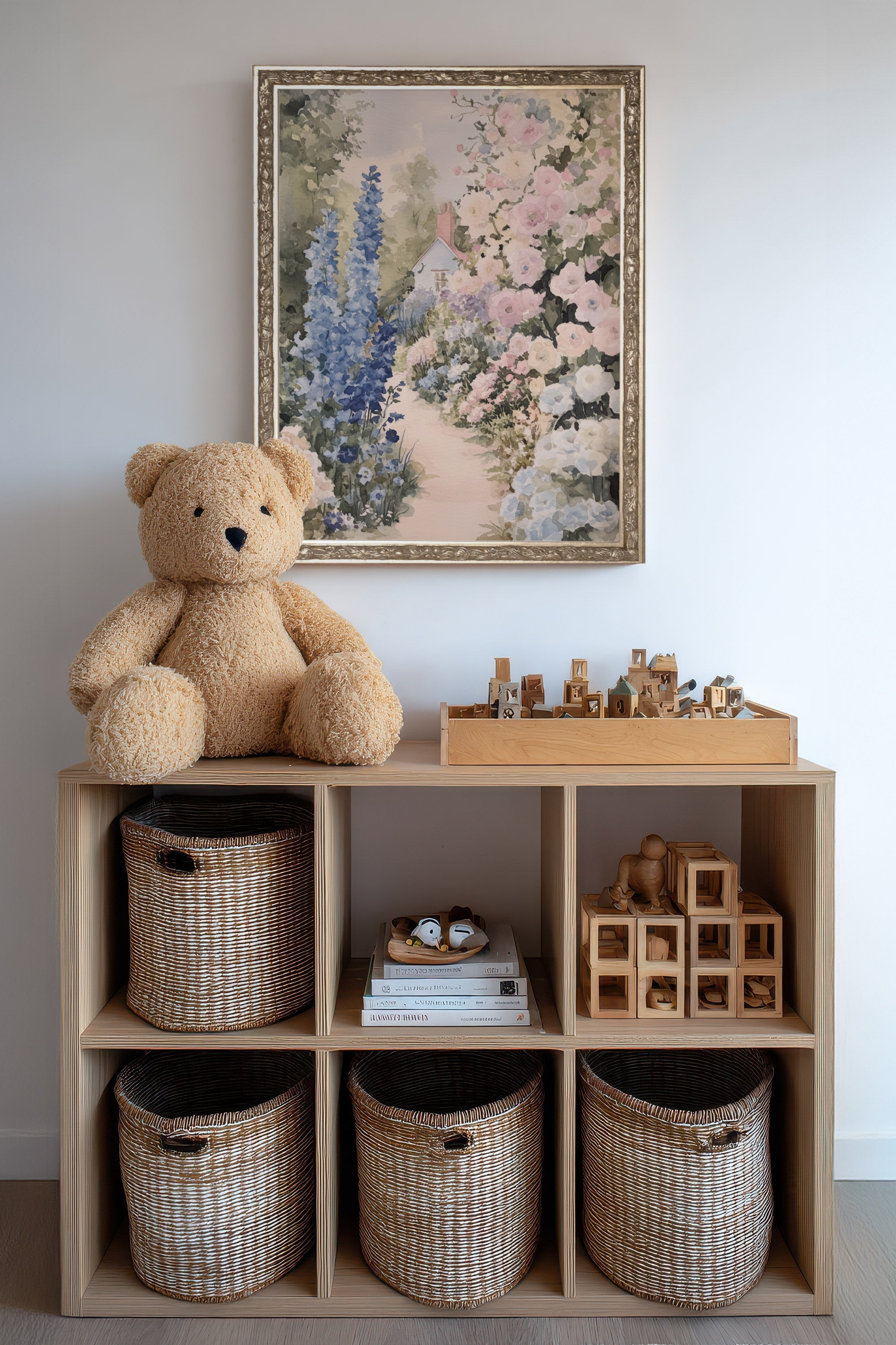 SENTIER FLEURI, Oeuvre sur toile rigide, encadré Vintage Argent