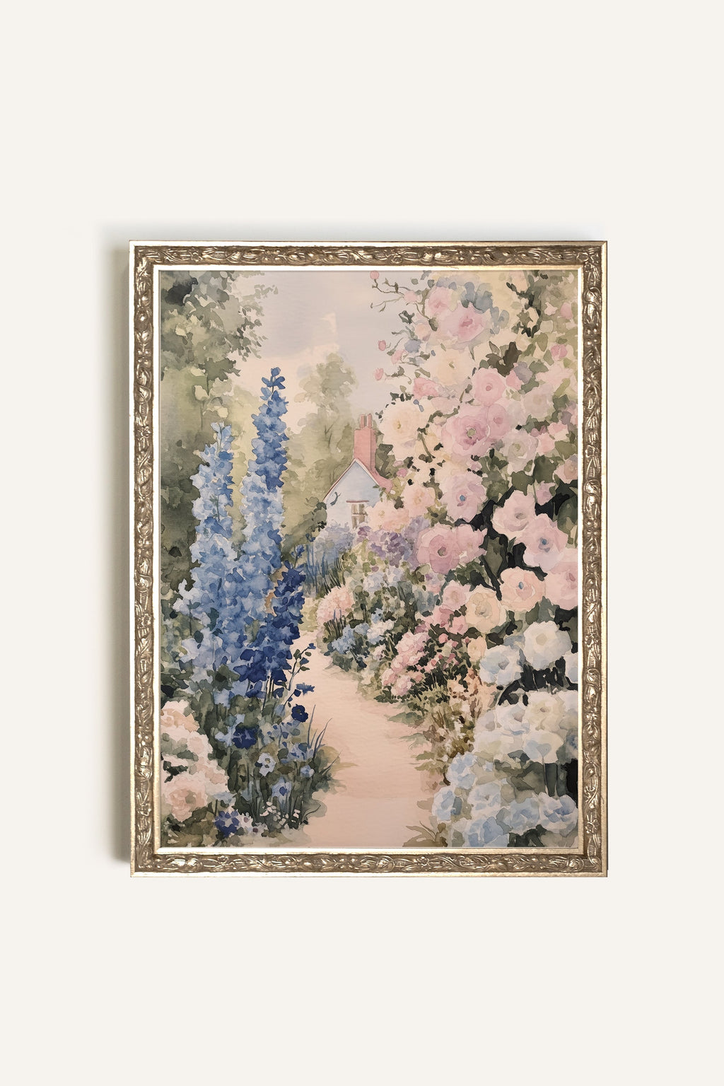 SENTIER FLEURI, Oeuvre sur toile rigide, encadré Vintage Argent