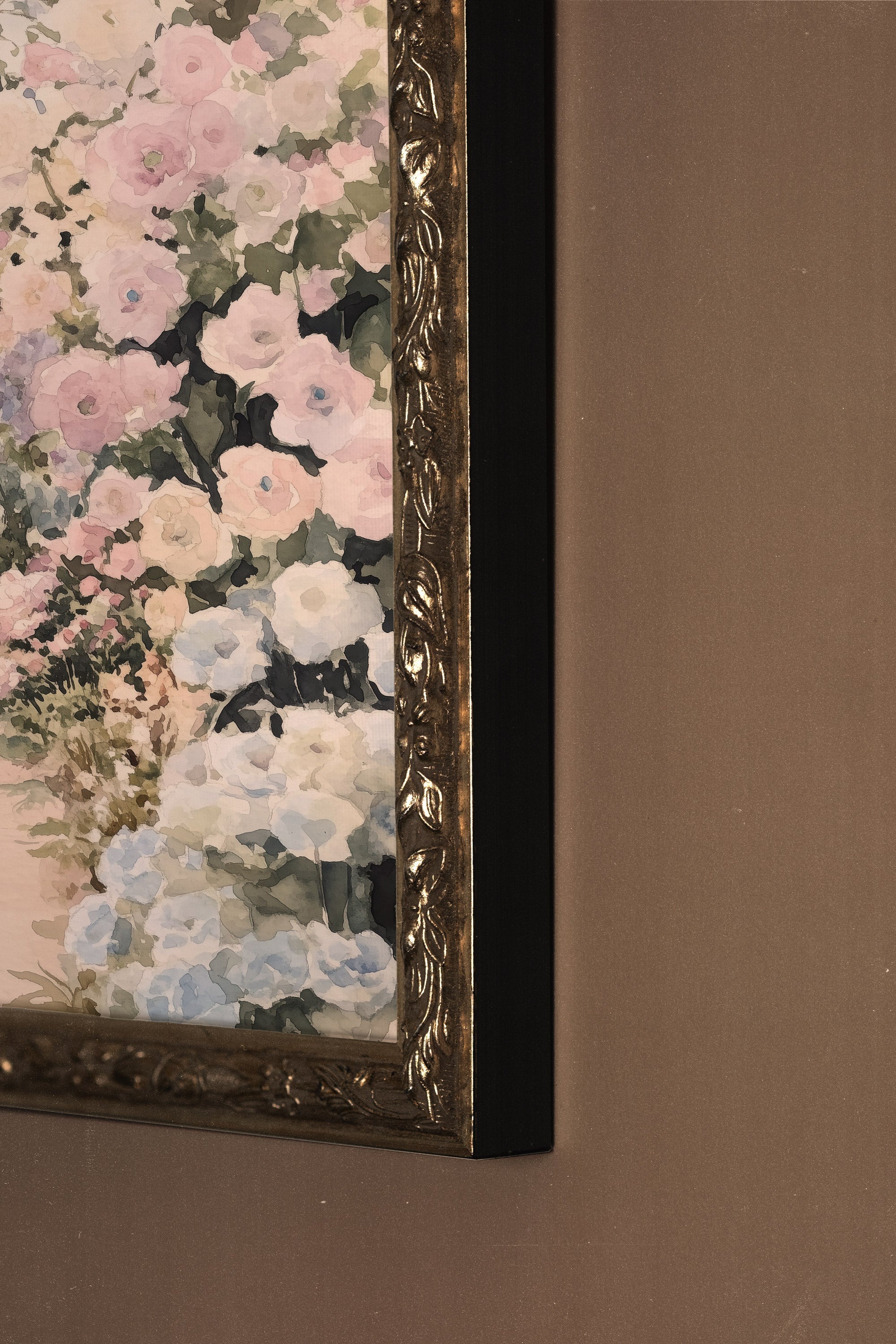 SENTIER FLEURI, Oeuvre sur toile rigide, encadré Vintage Argent