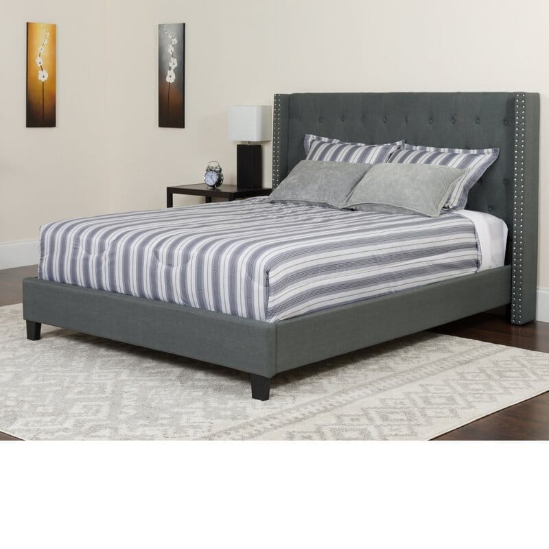 Haven - Tufted Grey Linen Bed Frame image 1
