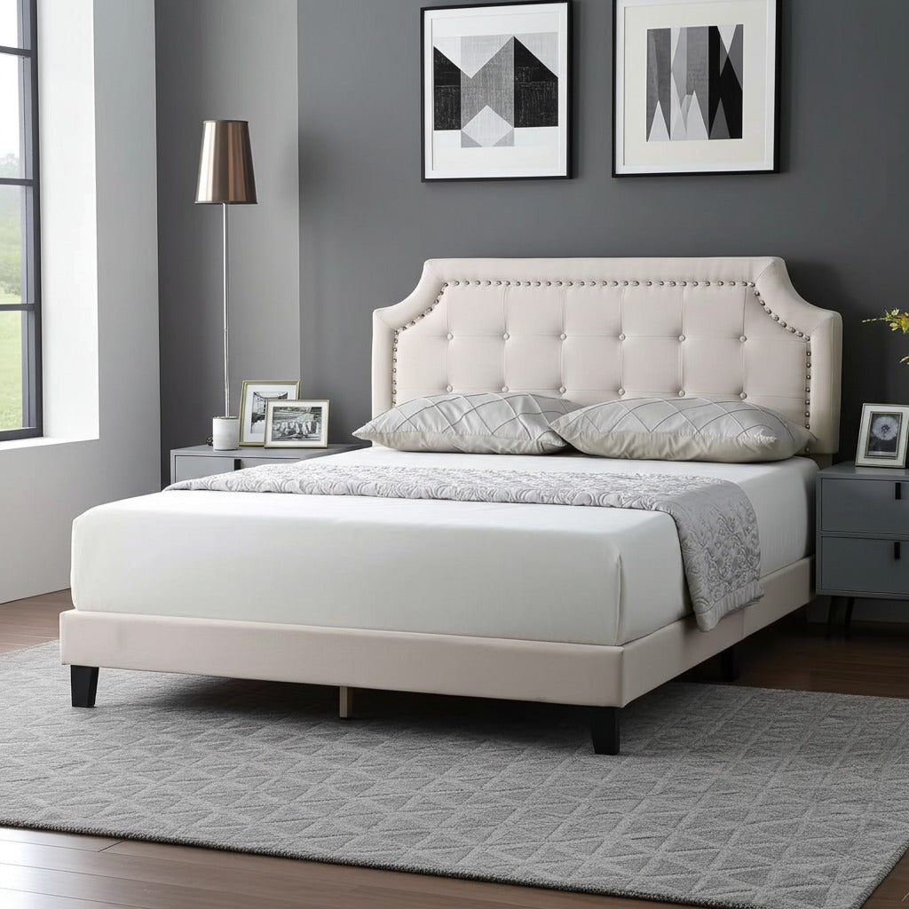 Halifax - Beige Linen Fabric Bed Frame image 0