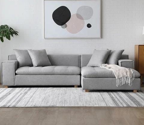 Sydney Sectional Couch/Sofa with Left or Right Chaise - Light Grey image 1