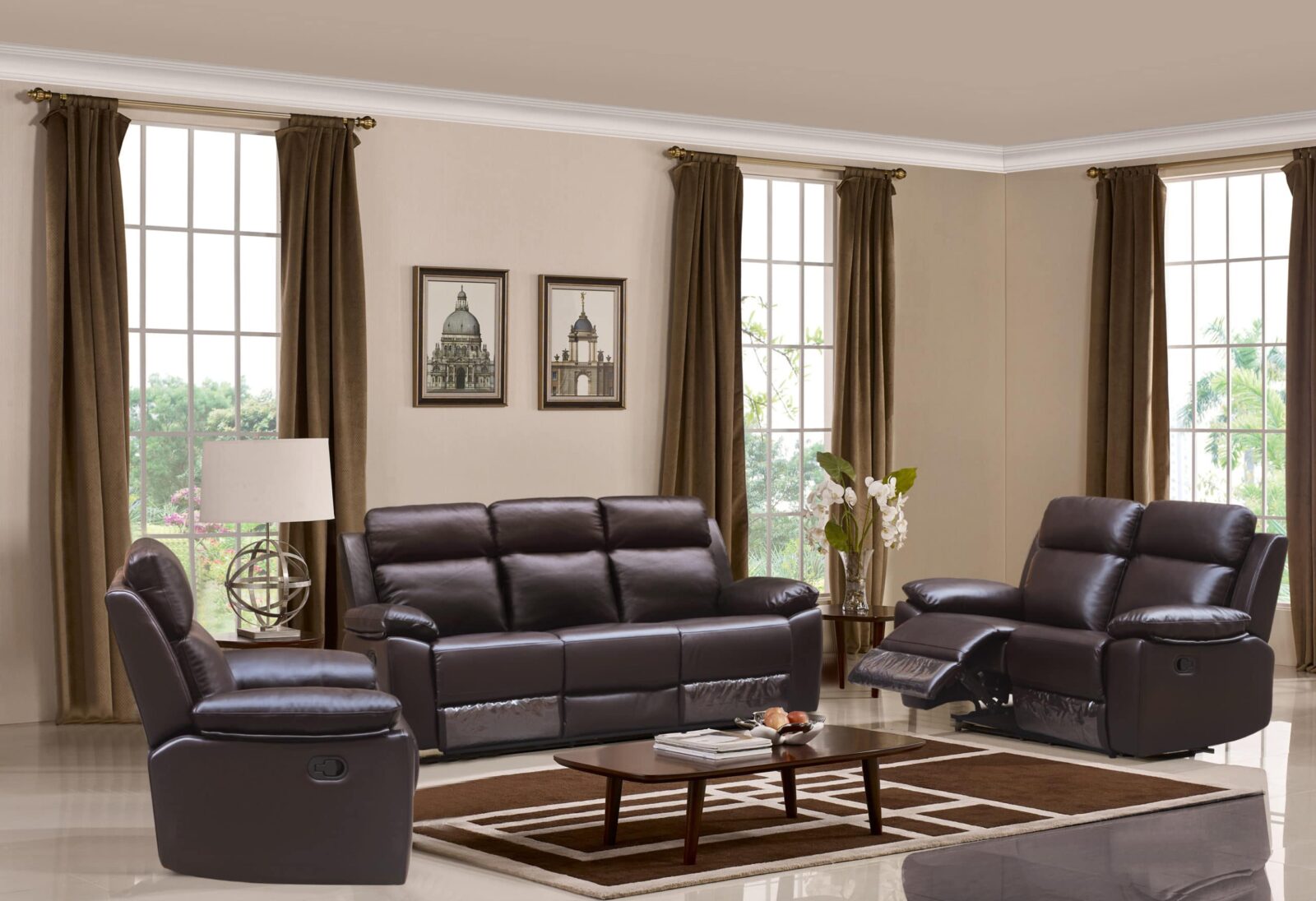 Leo Reclining Loveseat – Leather Air Code # G03 Brown image 1
