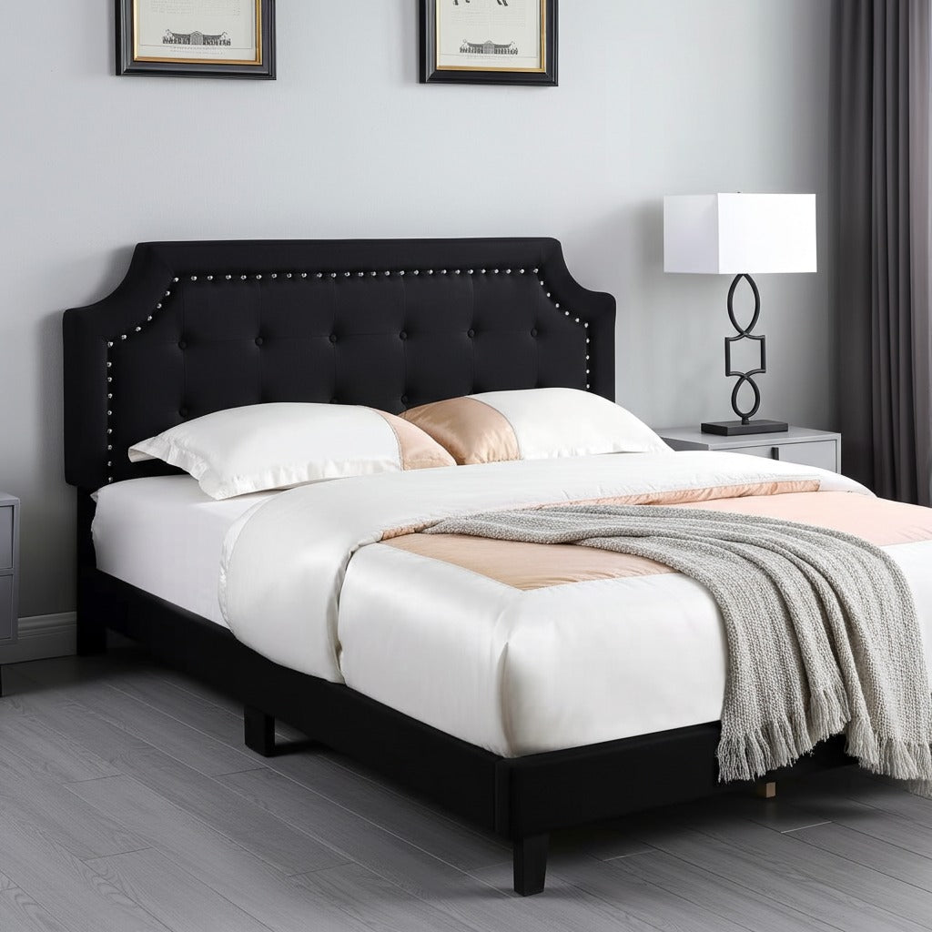 Halifax - Black Linen Fabric Bed Frame image 0
