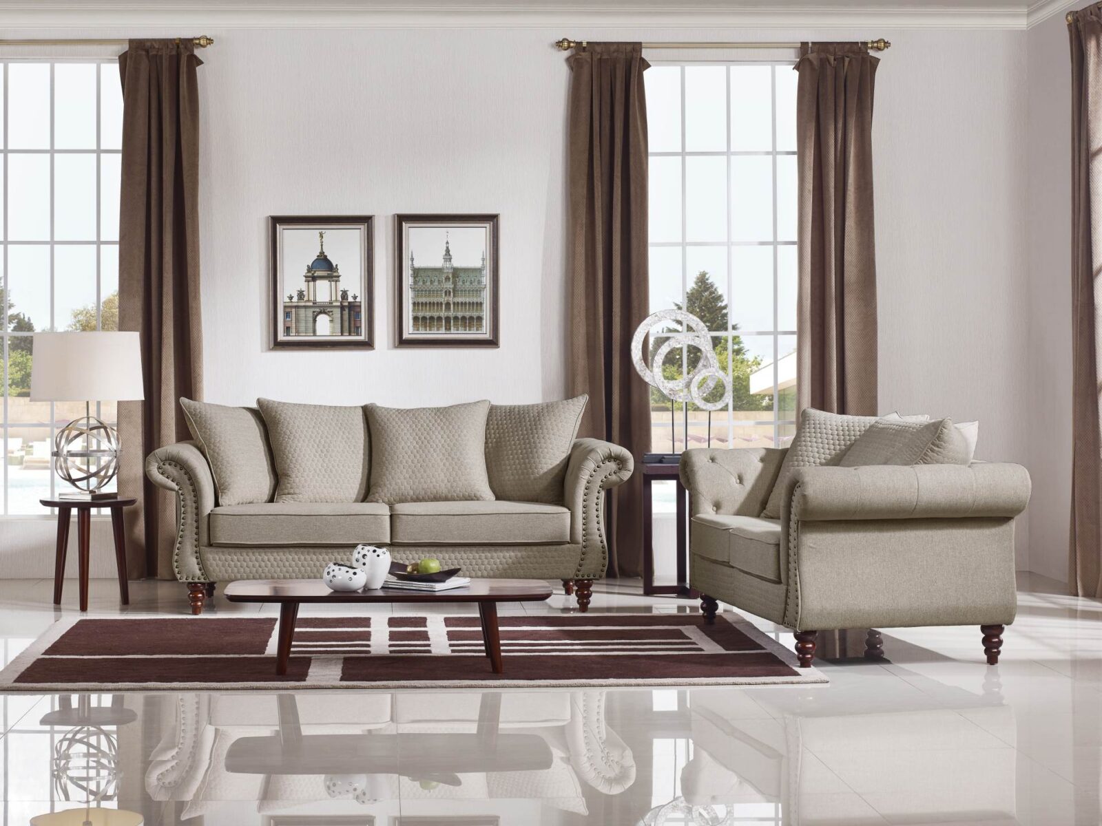 Tessa Designer Loveseat – Fabric Code # K06 Sand image 1