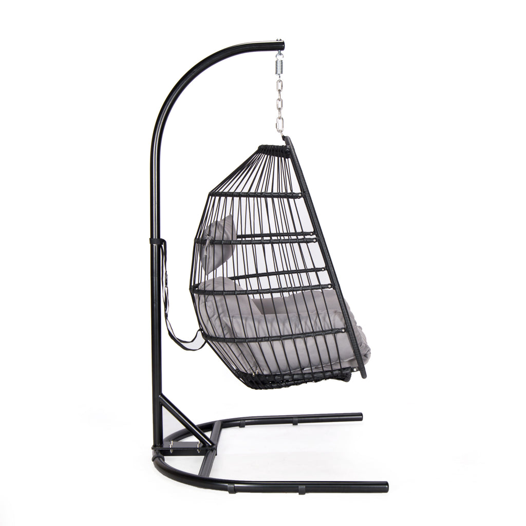 Folding Basket with Dark Grey Cushion image 1