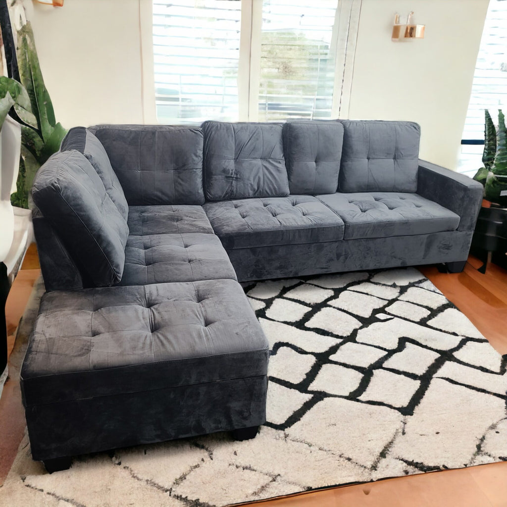 Langley sectional with storage  - Grey Velvet image 0