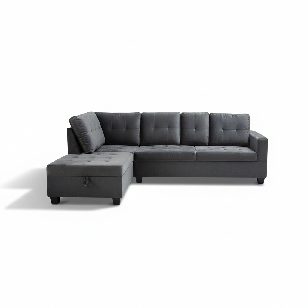 Langley sectional with storage  - Grey Velvet