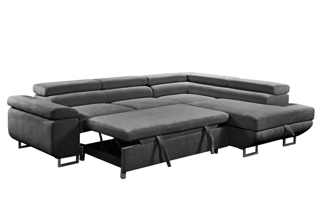 Tribeca Sleeper Sectional with Adjustable Headrests and Storage Chaise Charcoal image 1