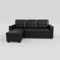 Hudson Sectional Sofa Bed with Storage – Black Vegan Leather