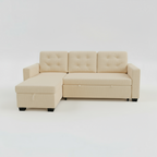 Sofá cama seccional Hudson con almacenaje – Crema