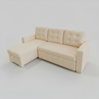 Sofá cama seccional Hudson con almacenaje – Crema