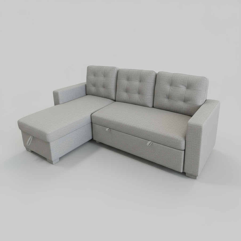 Hudson Sectional Sofa Bed with Storage – Light Grey fabric