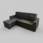 Hudson Sectional Sofa Bed with Storage – Black Vegan Leather