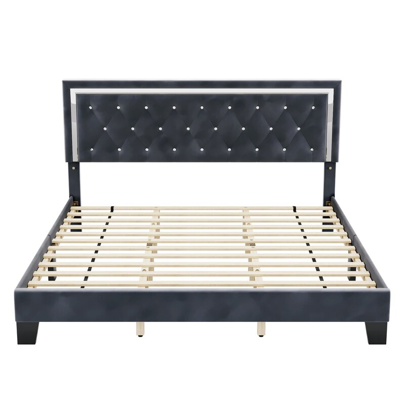 Nairobi - Black Velvet Fabric Bed Frame image 1