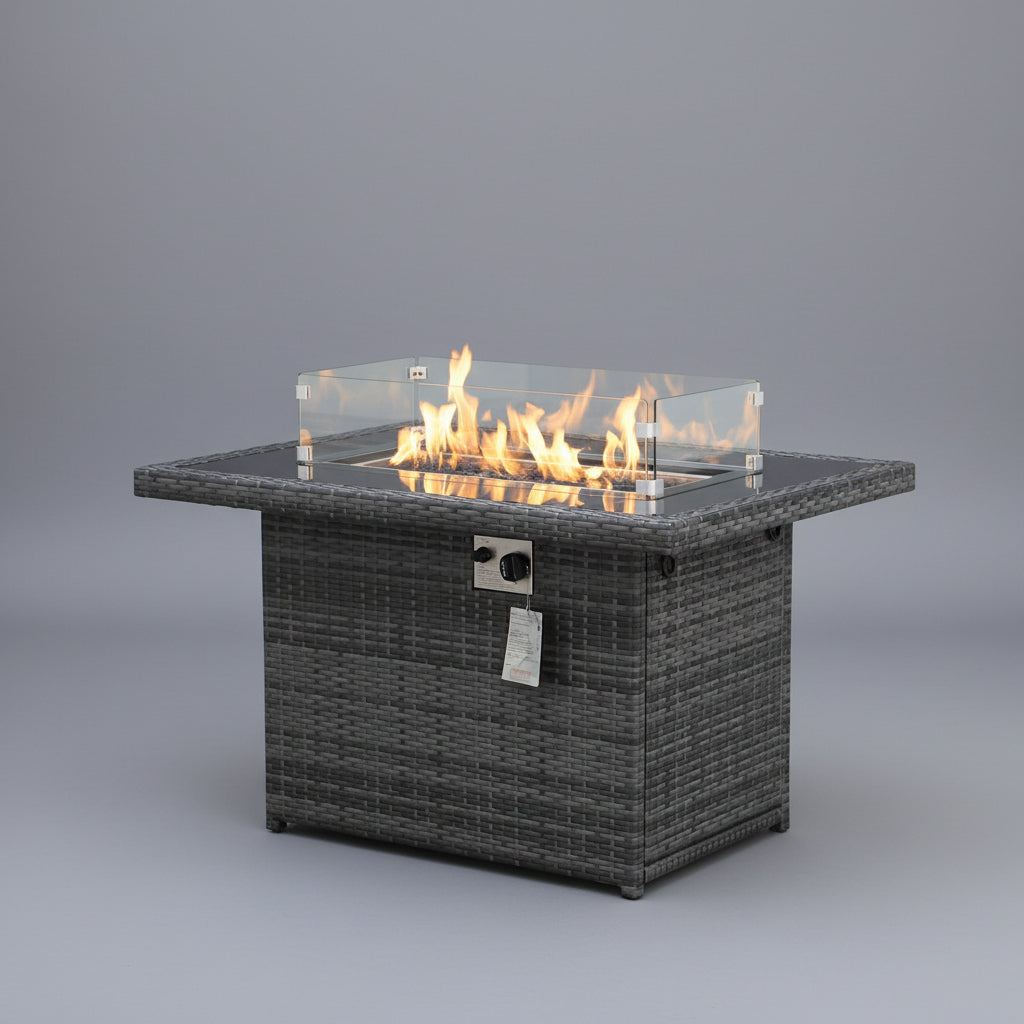 Wicker fire table - Grey image 1