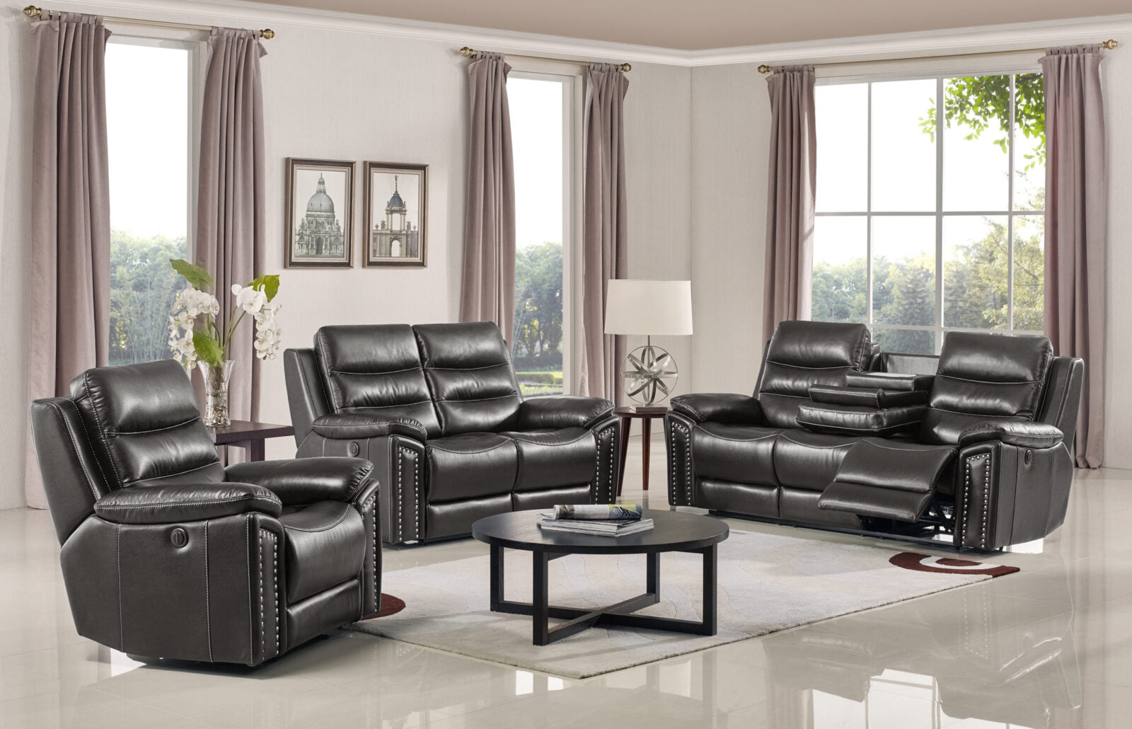 Jetson Power Reclining Loveseat – Leather Air Code # G12 Grey image 1