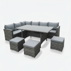 8 Seater Sectional + Ottoman Patio Set with Dining Table - Paul's Furniture Outlet