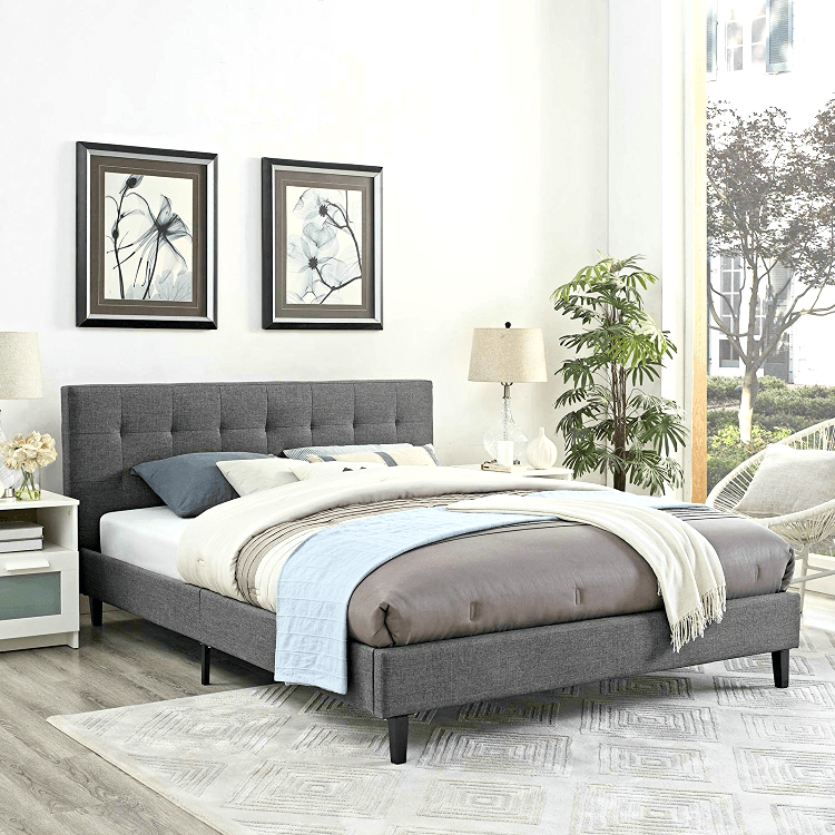 Olaia bed frame - Upholstered Charcoal grey - Double size image 0