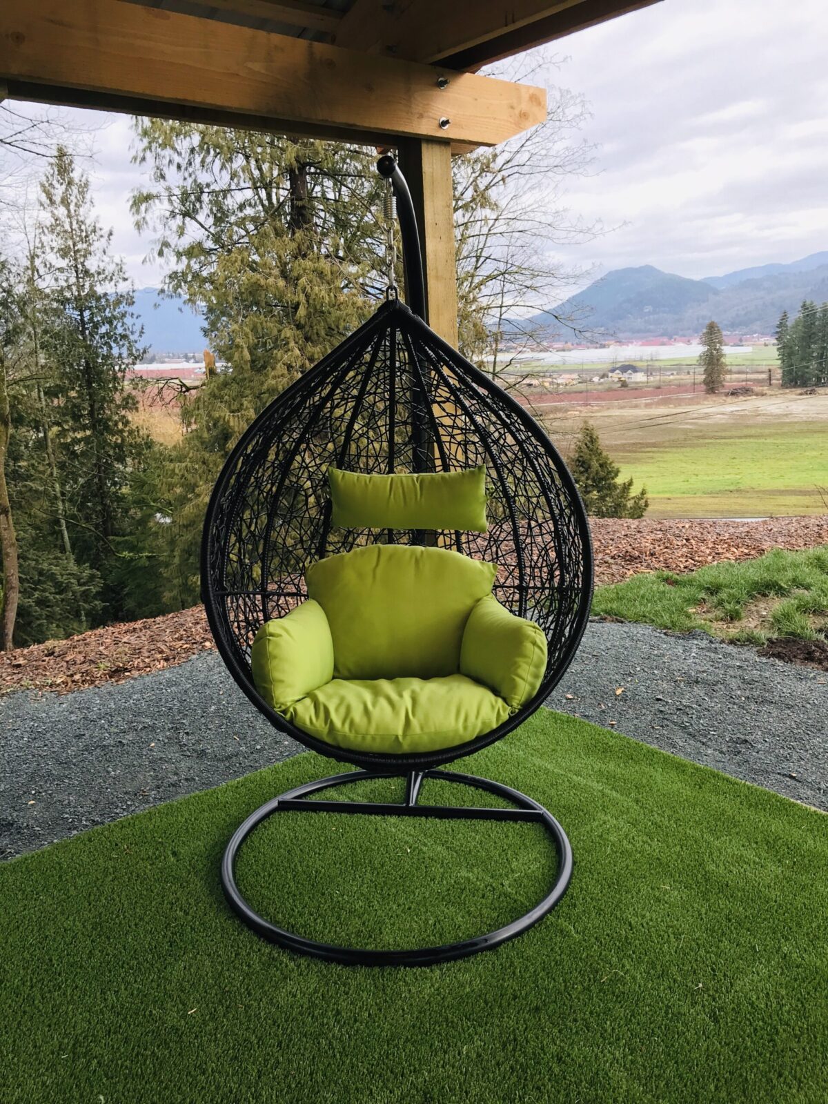 Teardrop swing with green cushion image 0