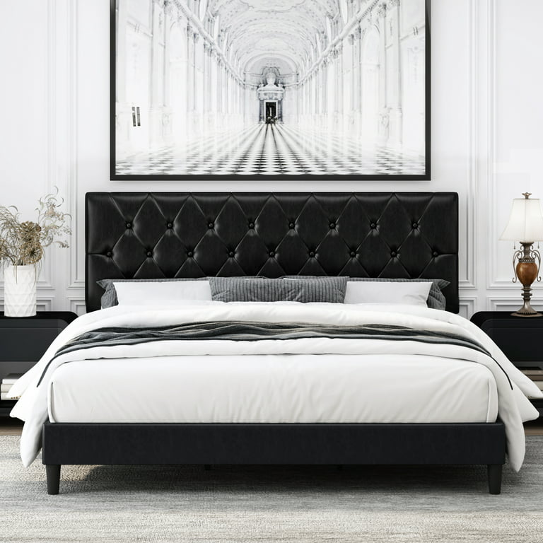 Paris - Black Leather Bed Frame image 0