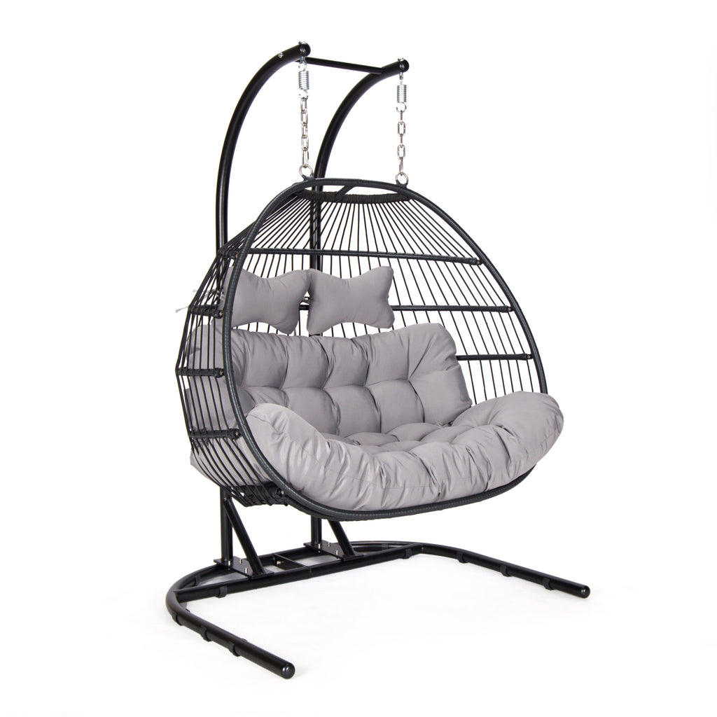 Double folding swing with dark grey cushion image 1