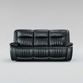 Black leather sofa on a white background