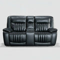 Black leather reclining sofa on a white background