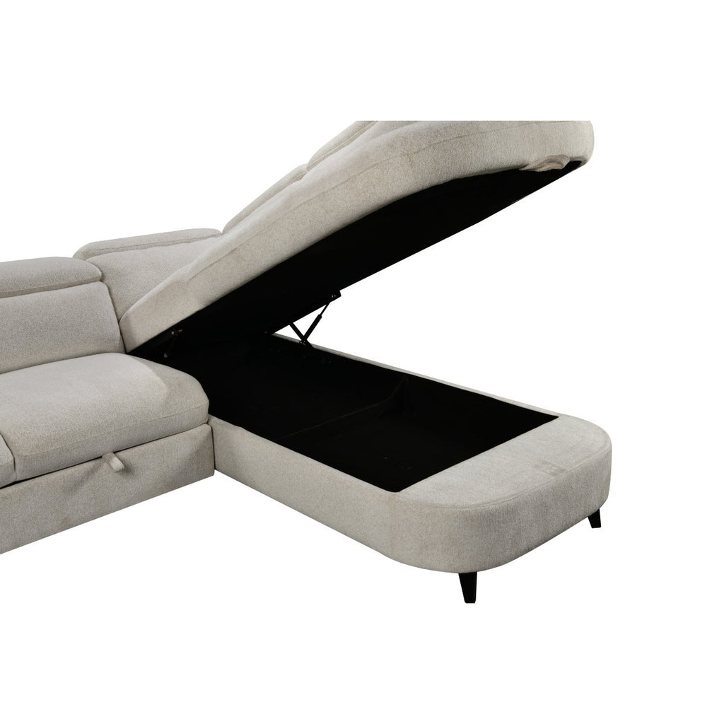 Aura  L-Shape Sleeper Sectional with Storage Chaise & Adjustable Headrests - Right chaise