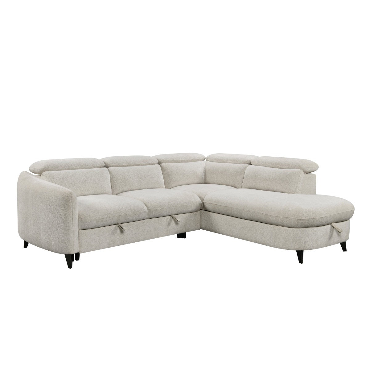 Aura  L-Shape Sleeper Sectional with Storage Chaise & Adjustable Headrests - Right chaise