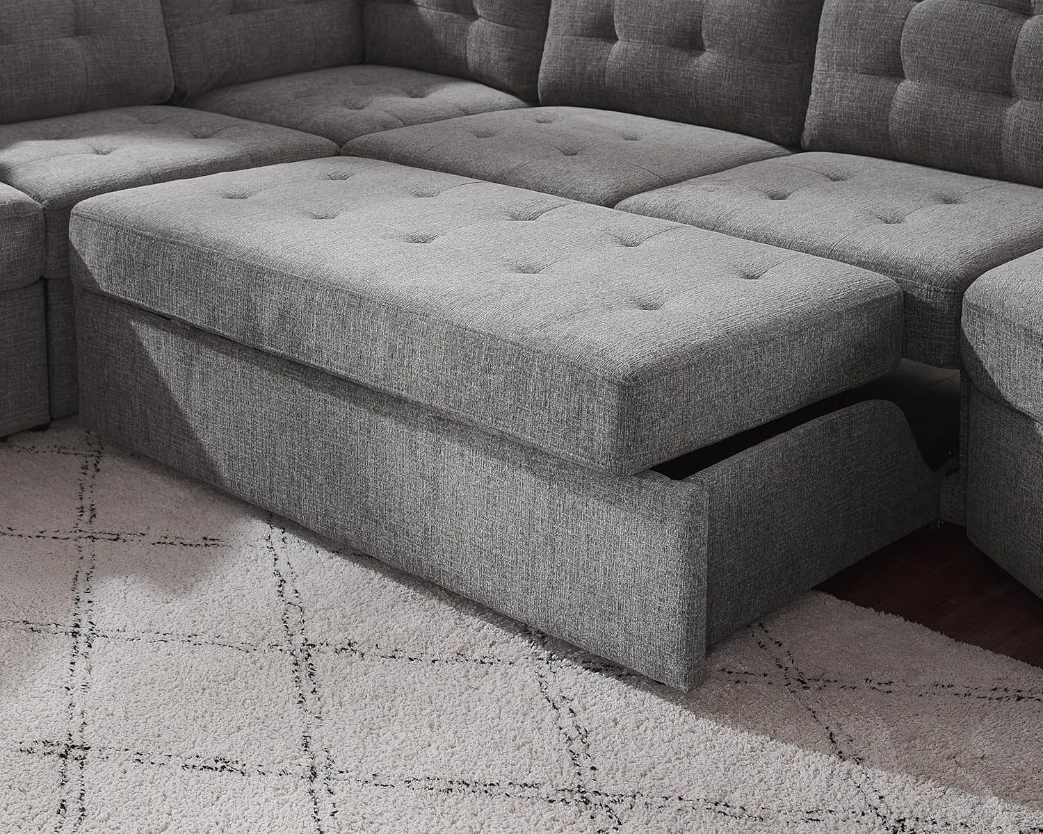 Cloud-Nine 147" Grand Sectional Sleeper | L-Shaped Cuddler | Light Grey