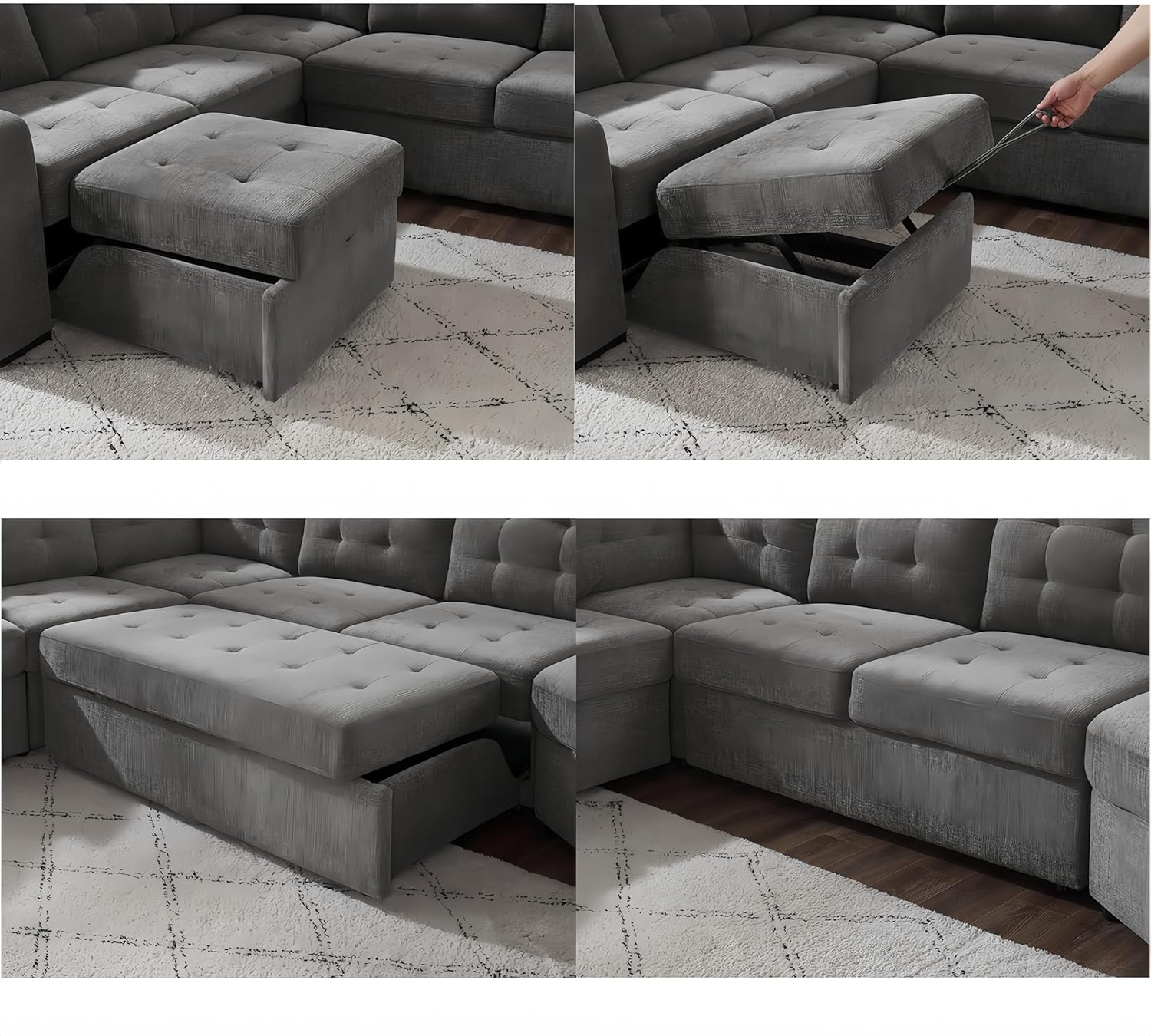Cloud-Nine 147" Grand Sectional Sleeper | L-Shaped Cuddler | Light Grey