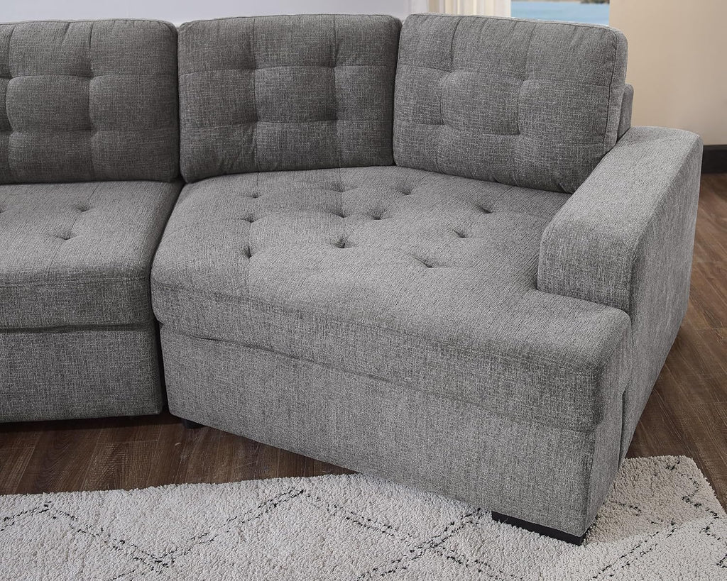 Cloud-Nine 147" Grand Sectional Sleeper | L-Shaped Cuddler | Light Grey