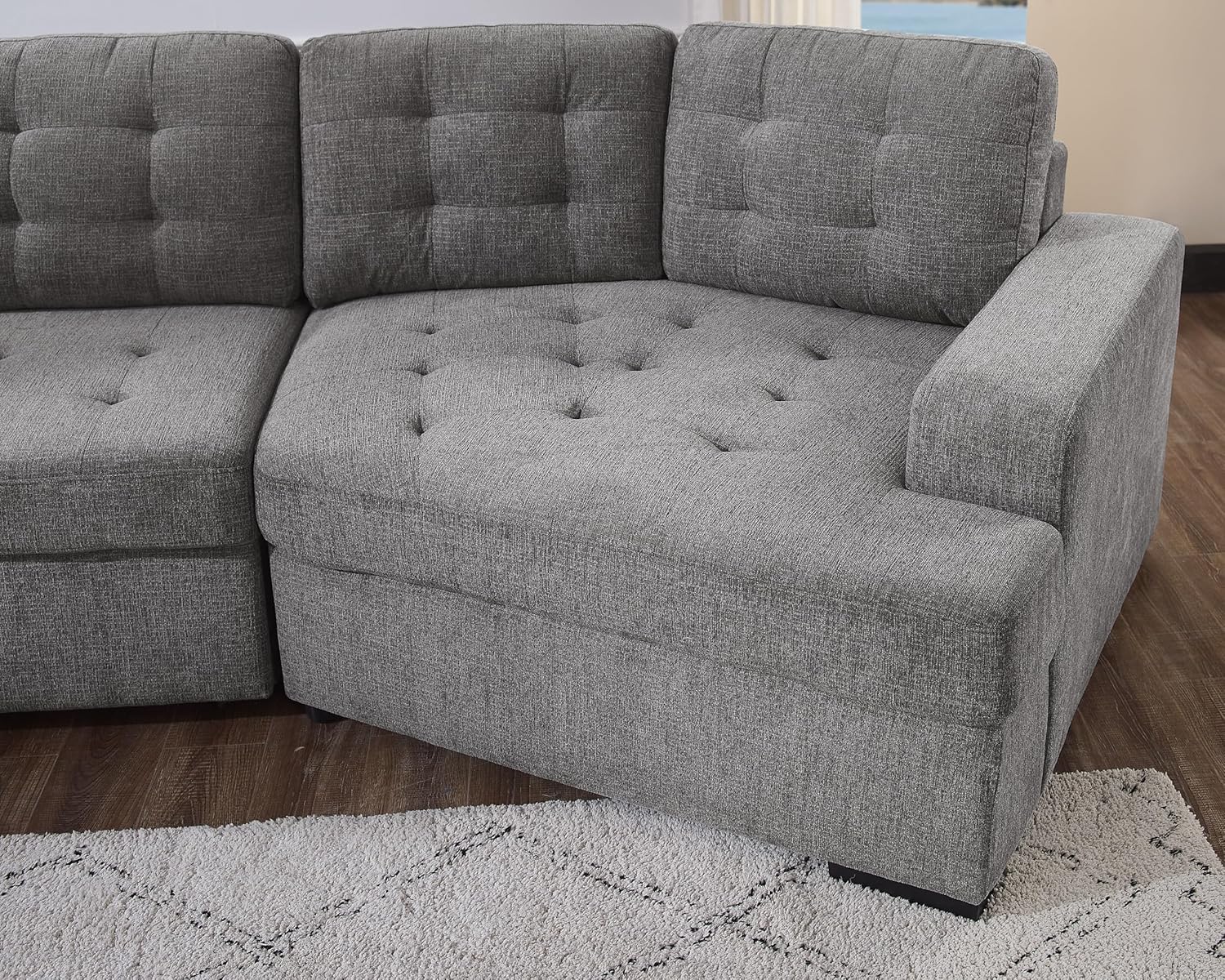 Cloud-Nine 147" Grand Sectional Sleeper | L-Shaped Cuddler | Light Grey
