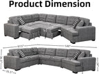 Cloud-Nine 147" Grand Sectional Sleeper | L-Shaped Cuddler | Light Grey