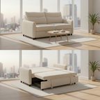 ASPEN Convertible Sleeper Sofa Bed | Loveseat Futon with Pullout Bed- Cream