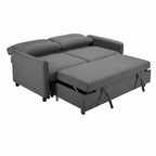 Gray sectional sofa with pull-out bed on a white background
