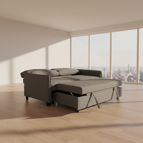 ASPEN Convertible Sleeper Sofa Bed | Loveseat Futon with Pullout Bed - Grey